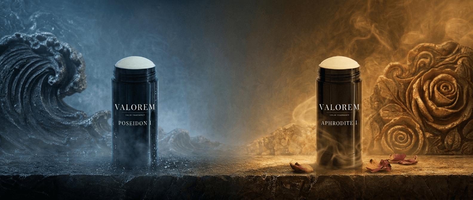 Valorem Poseidon and Aphrodite solid fragrance sticks